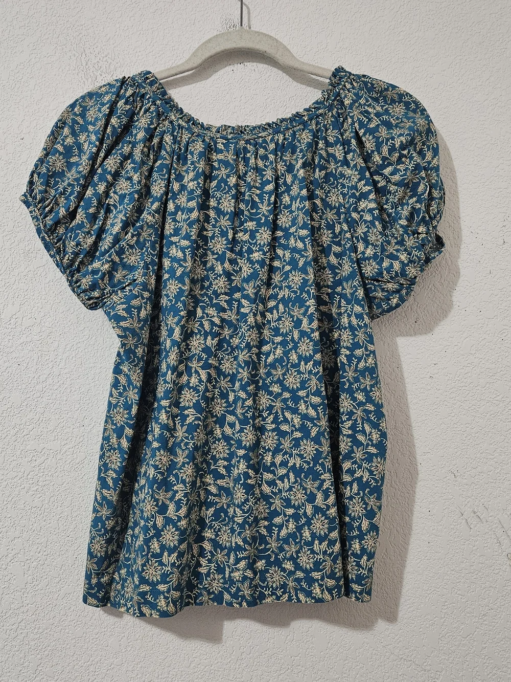 Madewell Scoopneck Puff-Sleeve Top in Floral Size 10 (Large)